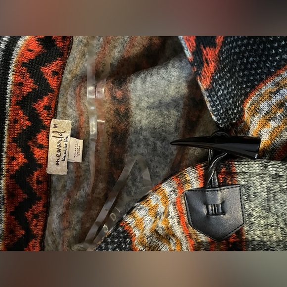 One World Cardigan Aztec MultiColor Long Sleeve Sweater - NWOT Open Front sz M - Picture 5 of 7